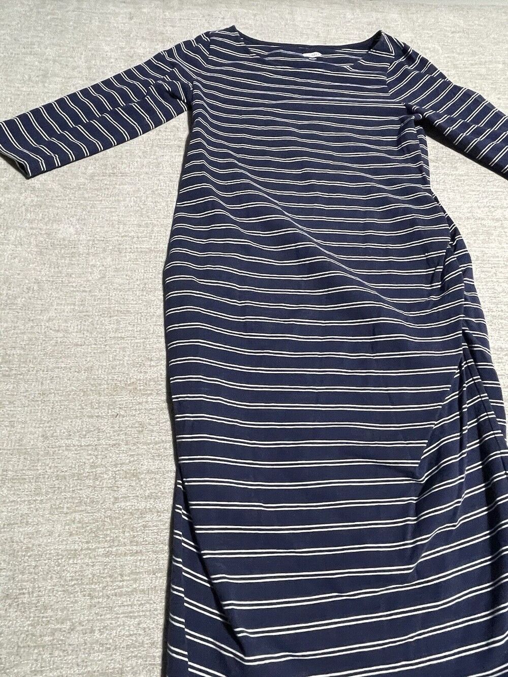 Old Navy Dress Women's Small Maternity Long Sleeve Blue Stripe Fitted Dress - Picture 2 of 10